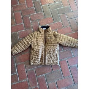 Columbia Kids Powder Lite Puffer Jacket Tan Brown Fleece Lined XXS 4/5 Full Zip